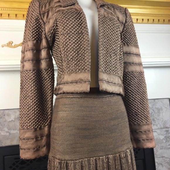 Pepa Pombo Pleated Drop Waist Couture Skirt SuIt - Picture 3 of 8